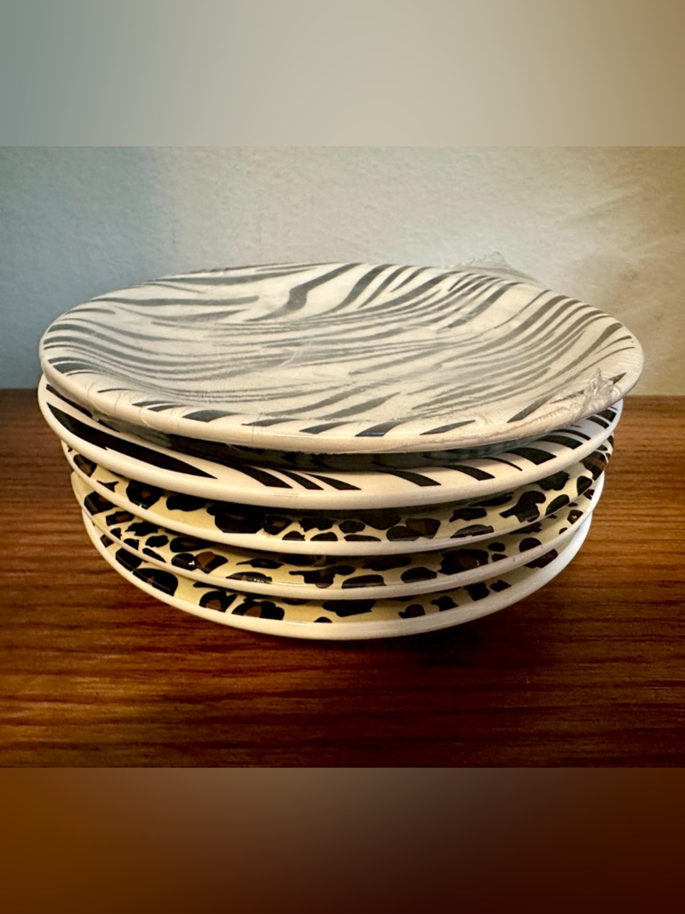 Set of 5 Safari Animal Print Decorative Plates – Zebra & Cheetah 5"in Wildlife